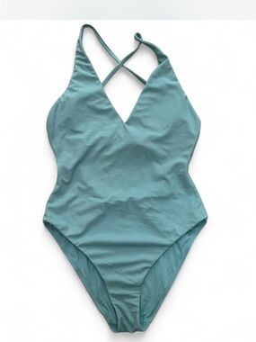 Andie swim One-Piece Swimsuit pool blue Anthropologie sample limited S